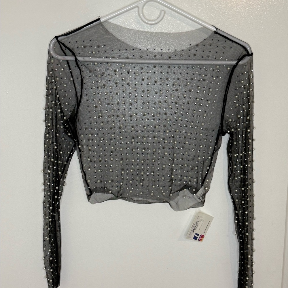 Taylor Black Pearl-Studded Blouse